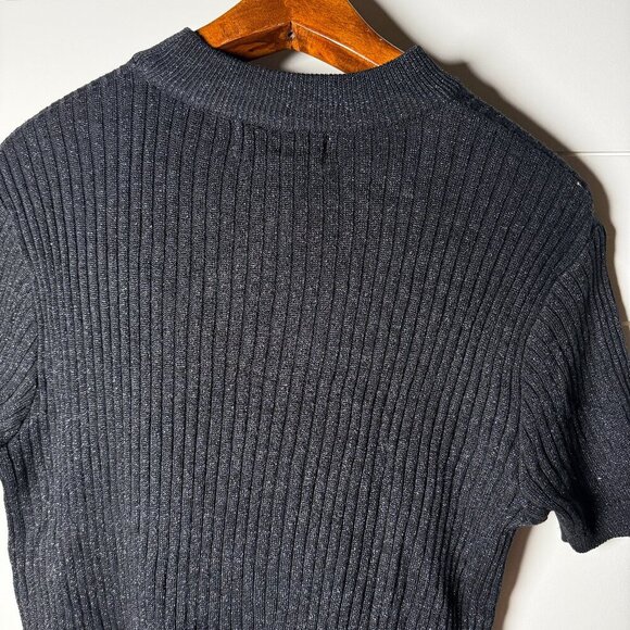 Baxter Wells Women's Black Metallic XL Short Sleeve Sweater - Picture 4 of 6